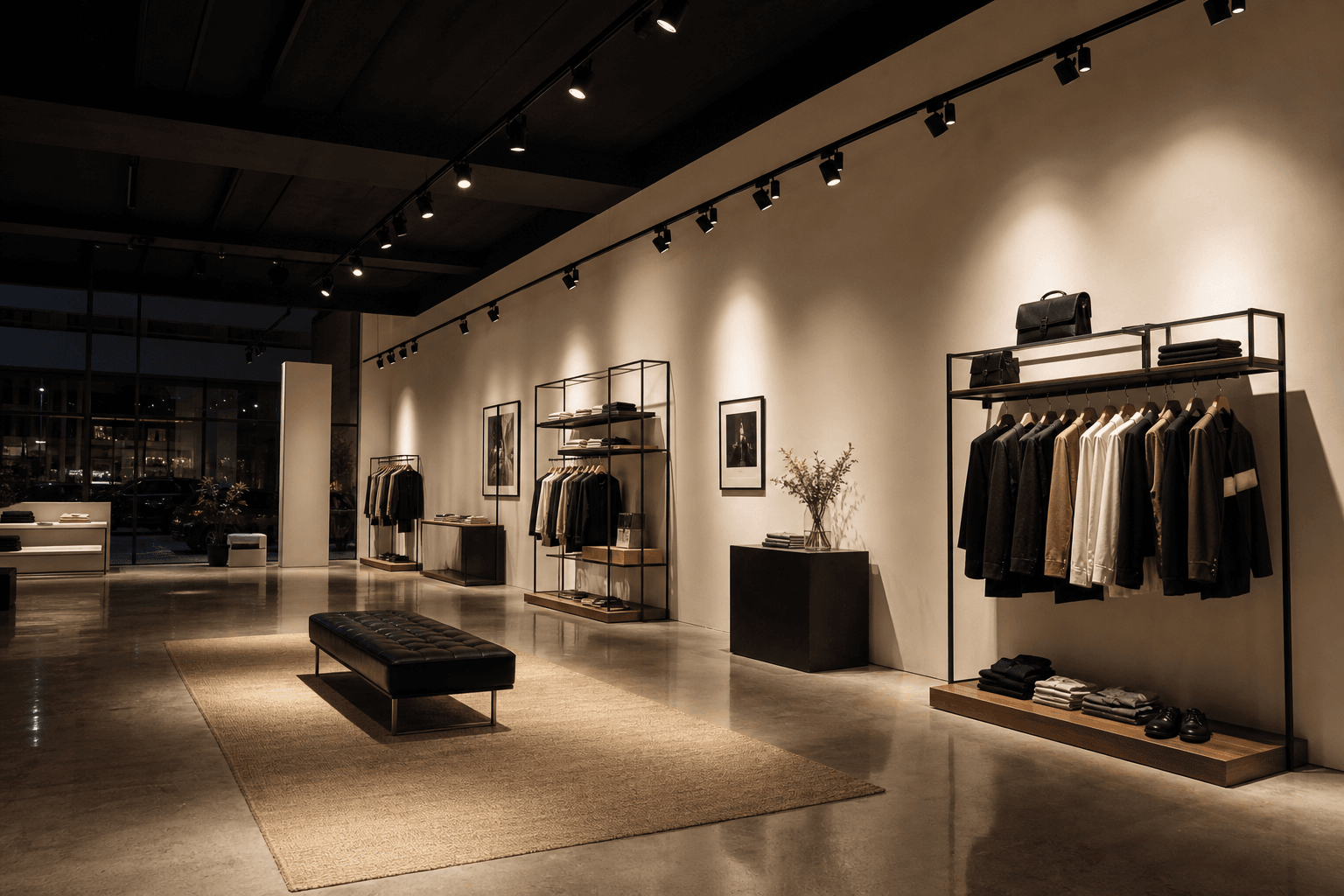 Retail showroom with accent LED spot lighting